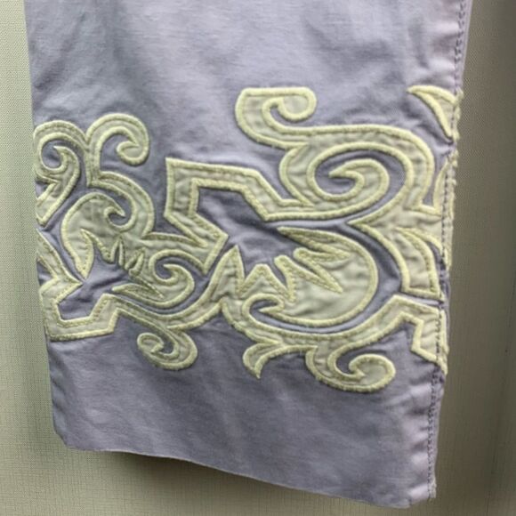 Tory Burch Purple Cotton Embroidered Hem Detail Straight Fit Pants Size 30 - Picture 5 of 8